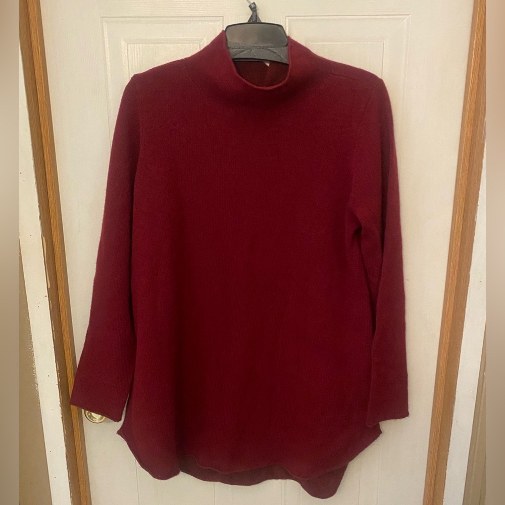 Eileen Fisher Deep Burgundy Cashmere Roll Neck Sweater